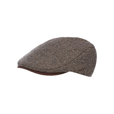 Brown mini herringbone flat cap